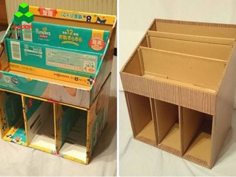 cách làm kệ đựng sách bằng giấy carton đơn giản